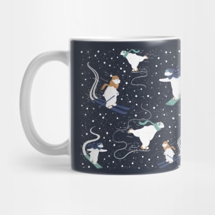 Iceskating, Snowboarding, Skiing Polar Bears Cute Pattern Digital Illustration Mug